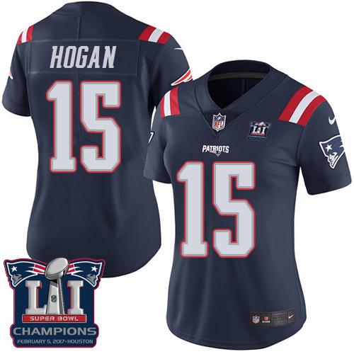 Nike Patriots #15 Chris Hogan Navy Blue Super Bowl LI Champions Women's Stitched NFL Limited Rush Jersey